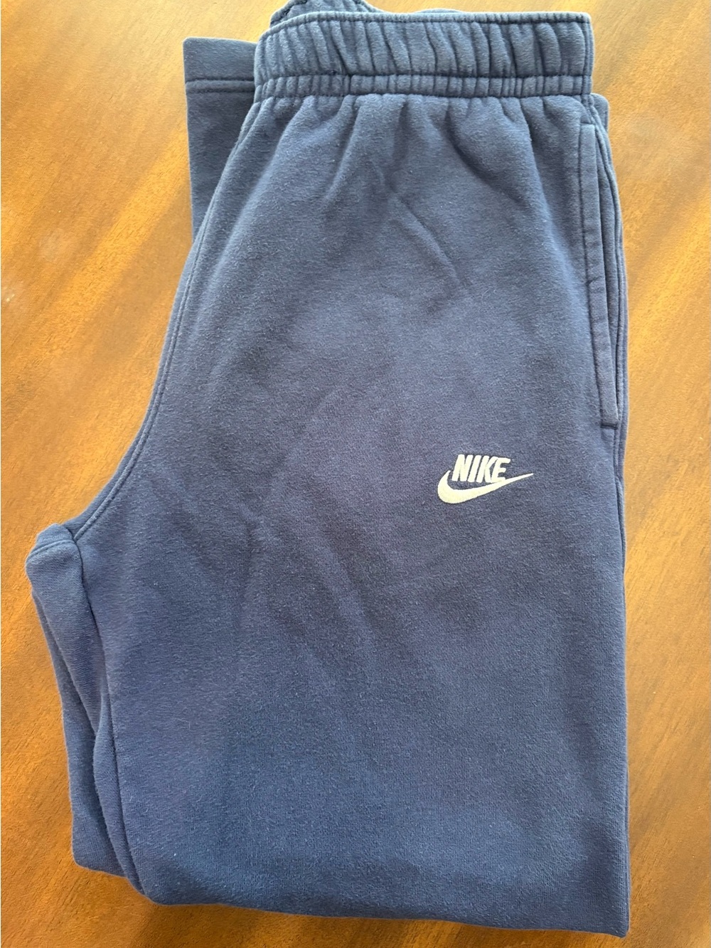 Nike Mens Navy Fleece Joggers with White Swoosh